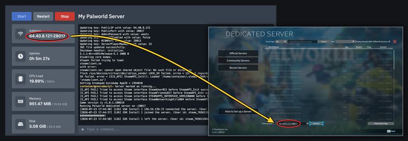 Where to place the IP address in Palworld to connect to a server