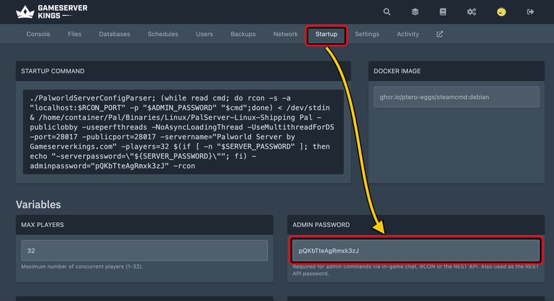 Palworld server administrator password location